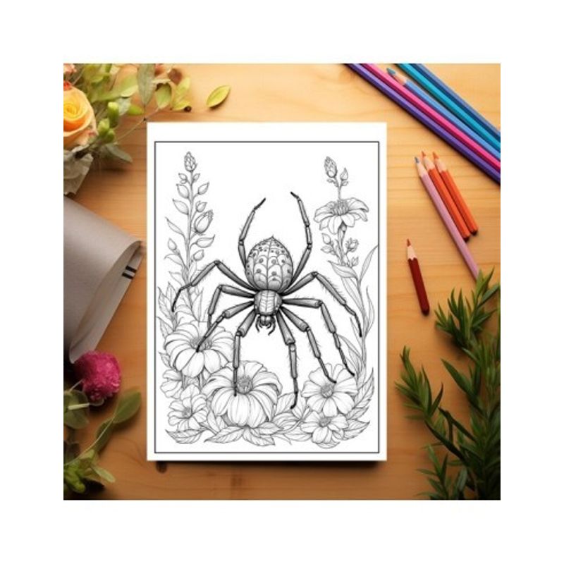 Carti si Birotica - Carti - Carti pentru copii - Carti de colorat - Carte de colorat antistres , 36 de ilustratii Paianjeni si Flori, 78 pagini, A5 - Infinity.ro