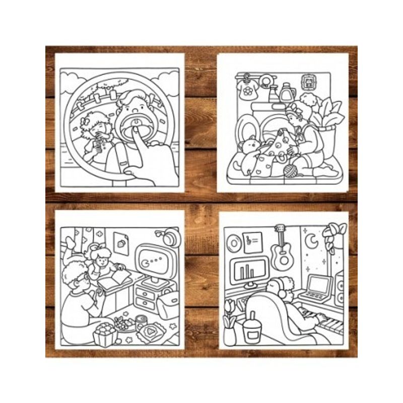 Carti si Birotica - Carti - Carti pentru copii - Carti de colorat - Carte de colorat antistres , 35 de ilustratii Chill Moments, 76 pagini, A5 - Infinity.ro