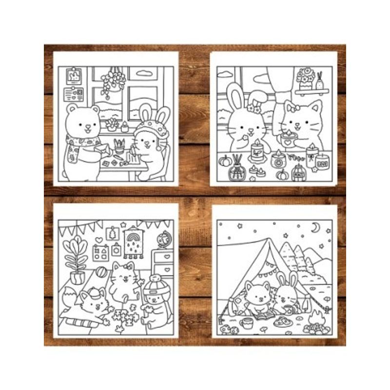Carti si Birotica - Carti - Carti pentru copii - Carti de colorat - Carte de colorat antistres , 36 de ilustratii Fuzzy Hygge Friends - Volumul I, 78 pagini, A5 - Infinity.ro