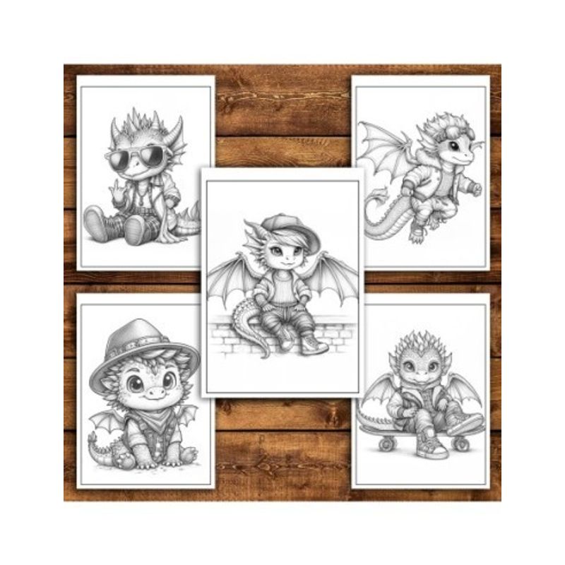 Carti si Birotica - Carti - Carti pentru copii - Carti de colorat - Carte de colorat antistres , 38 de ilustratii Dragoni cu stil, 84 pagini, A5 - Infinity.ro