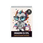 Carti si Birotica - Carti - Carti pentru copii - Carti de colorat - Carte de colorat antistres , 38 de ilustratii Dragoni cu stil, 84 pagini, A5 - Infinity.ro