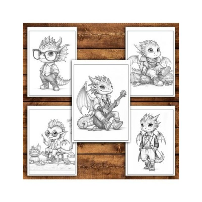 Carti si Birotica - Carti - Carti pentru copii - Carti de colorat - Carte de colorat antistres , 38 de ilustratii Dragoni cu stil, 84 pagini, A5 - Infinity.ro