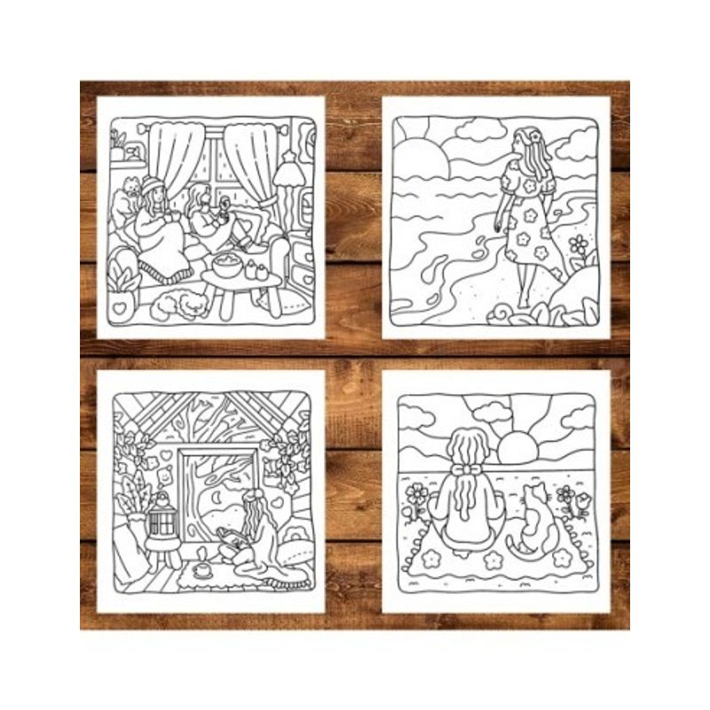 Carti si Birotica - Carti - Carti pentru copii - Carti de colorat - Carte de colorat antistres , 38 de ilustratii Moments of Calm, 82 pagini, A5 - Infinity.ro