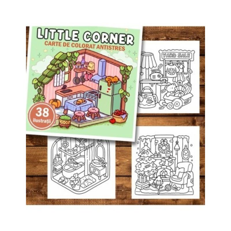Carti si Birotica - Carti - Carti pentru copii - Carti de colorat - Carte de colorat antistres , 38 de ilustratii Little Corner, 82 pagini, A5 - Infinity.ro