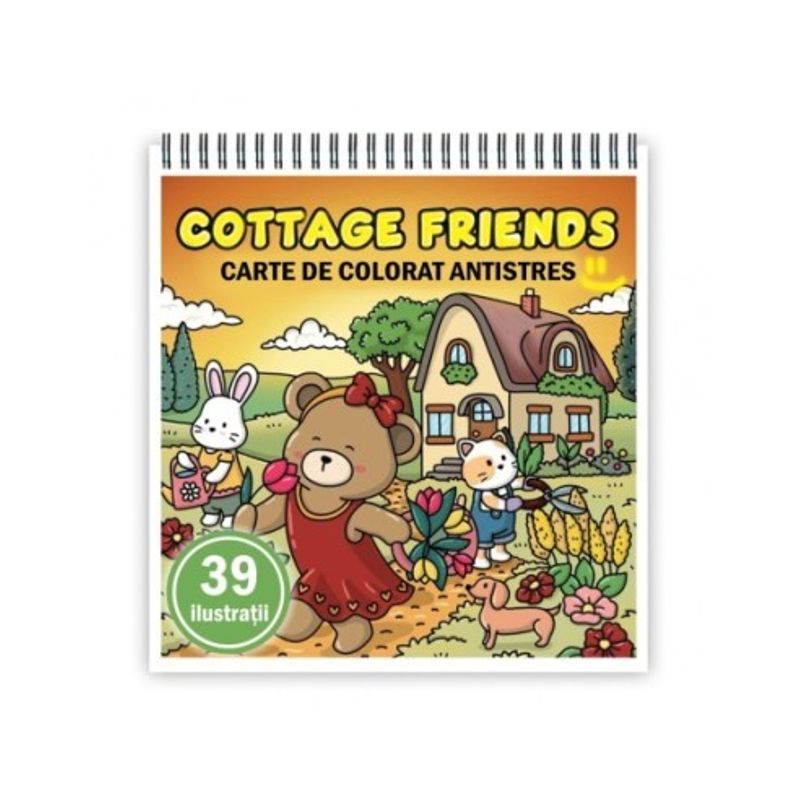 Carti si Birotica - Carti - Carti pentru copii - Carti de colorat - Carte de colorat antistres , 39 de ilustratii Cottage Friends, 84 pagini, A5 - Infinity.ro