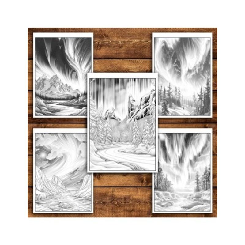 Carti si Birotica - Carti - Carti pentru copii - Carti de colorat - Carte de colorat antistres , 40 de ilustratii Aurora Boreala, 86 pagini, A5 - Infinity.ro