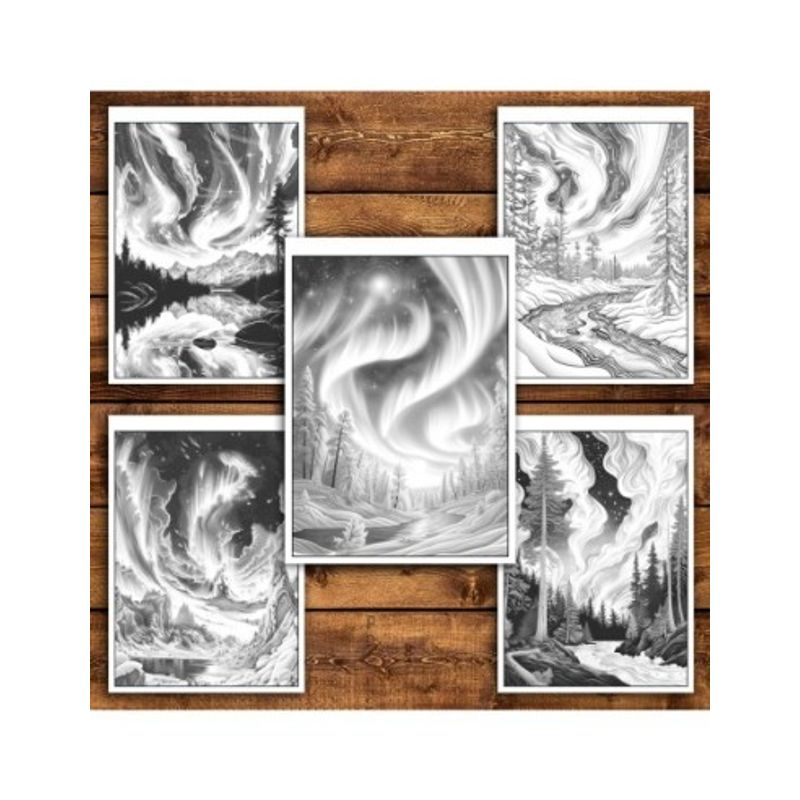 Carti si Birotica - Carti - Carti pentru copii - Carti de colorat - Carte de colorat antistres , 40 de ilustratii Aurora Boreala, 86 pagini, A5 - Infinity.ro