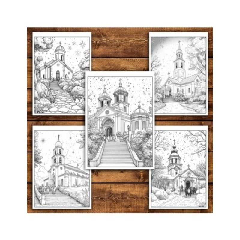 Carti si Birotica - Carti - Carti pentru copii - Carti de colorat - Carte de colorat antistres , 40 de ilustratii Bisericute, 86 pagini, A5 - Infinity.ro