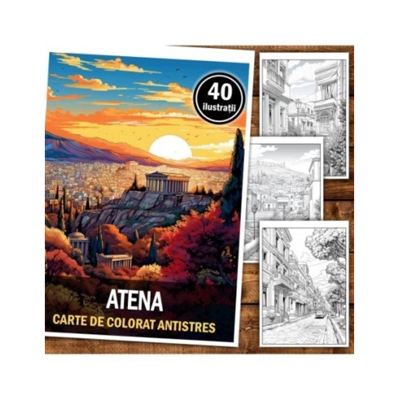 Carti si Birotica - Carti - Carti pentru copii - Carti de colorat - Carte de colorat antistres , 40 de ilustratii Atena, 86 pagini, A5 - Infinity.ro