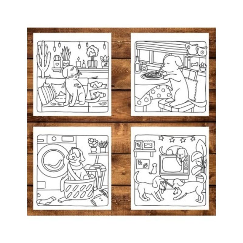 Carti si Birotica - Carti - Carti pentru copii - Carti de colorat - Carte de colorat antistres , 40 de ilustratii Barking Cute, 86 pagini, A5 - Infinity.ro