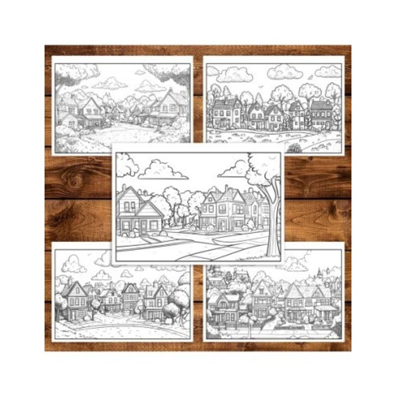 Carti si Birotica - Carti - Carti pentru copii - Carti de colorat - Carte de colorat antistres , 40 de ilustratii Cartiere linistite - Volumul I, 86 pagini, A5 - Infinity.ro