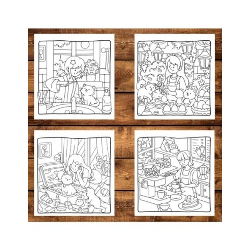 Carti si Birotica - Carti - Carti pentru copii - Carti de colorat - Carte de colorat antistres , 40 de ilustratii Cat Mom, 86 pagini, A5 - Infinity.ro