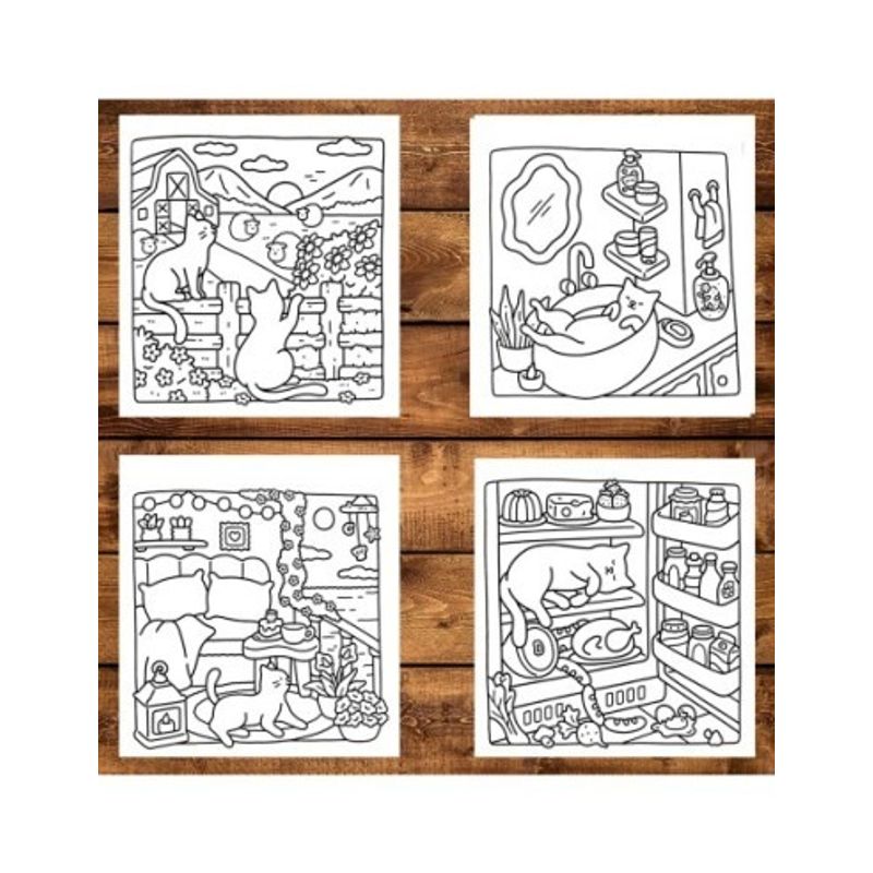 Carti si Birotica - Carti - Carti pentru copii - Carti de colorat - Carte de colorat antistres , 40 de ilustratii Cat Moments, 86 pagini, A5 - Infinity.ro