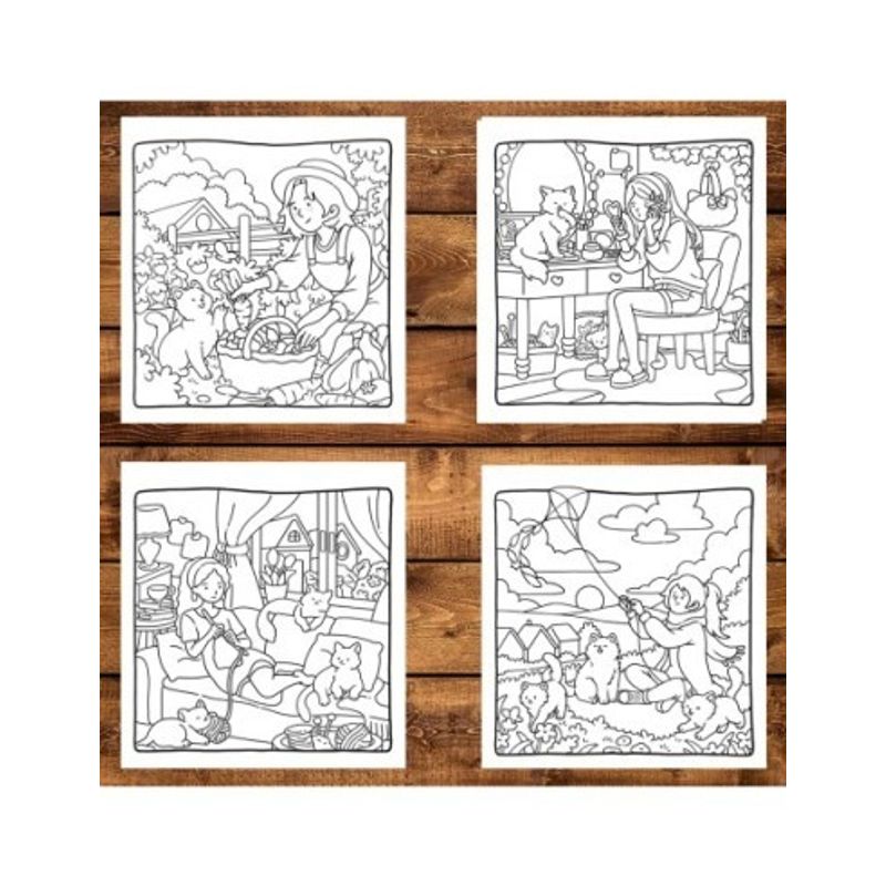 Carti si Birotica - Carti - Carti pentru copii - Carti de colorat - Carte de colorat antistres , 40 de ilustratii Cat Mom, 86 pagini, A5 - Infinity.ro