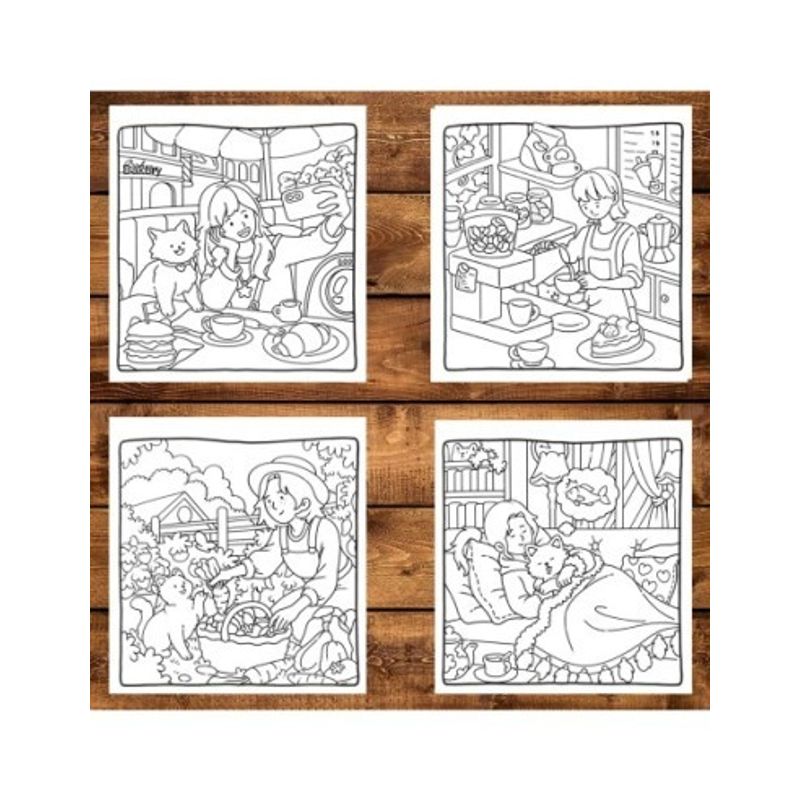 Carti si Birotica - Carti - Carti pentru copii - Carti de colorat - Carte de colorat antistres , 40 de ilustratii Cat and Chill, 86 pagini, A5 - Infinity.ro