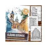 Carti si Birotica - Carti - Carti pentru copii - Carti de colorat - Carte de colorat antistres , 40 de ilustratii Cladiri Istorice, 86 pagini, A5 - Infinity.ro