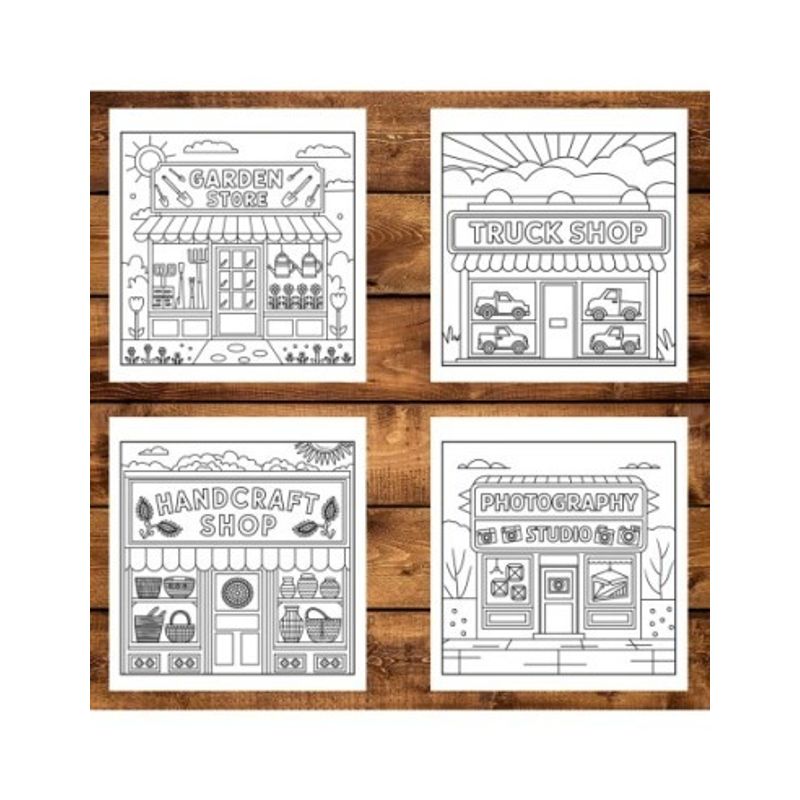 Carti si Birotica - Carti - Carti pentru copii - Carti de colorat - Carte de colorat antistres , 40 de ilustratii Cozy Little Hygge Shops, 86 pagini, A5 - Infinity.ro