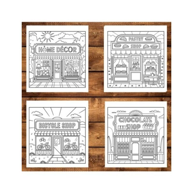 Carti si Birotica - Carti - Carti pentru copii - Carti de colorat - Carte de colorat antistres , 40 de ilustratii Cozy Little Hygge Shops, 86 pagini, A5 - Infinity.ro