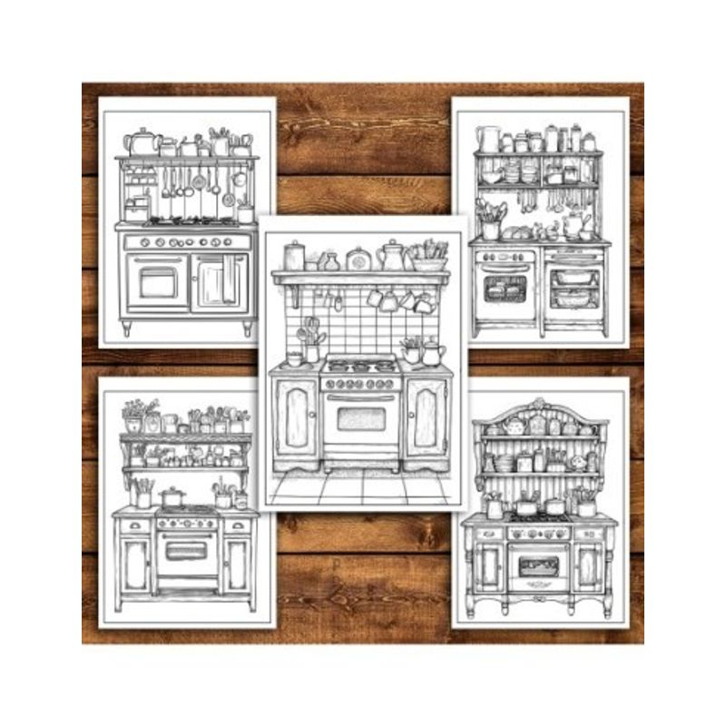 Carti si Birotica - Carti - Carti pentru copii - Carti de colorat - Carte de colorat antistres , 40 de ilustratii Cozy Kitchen, 86 pagini, A5 - Infinity.ro