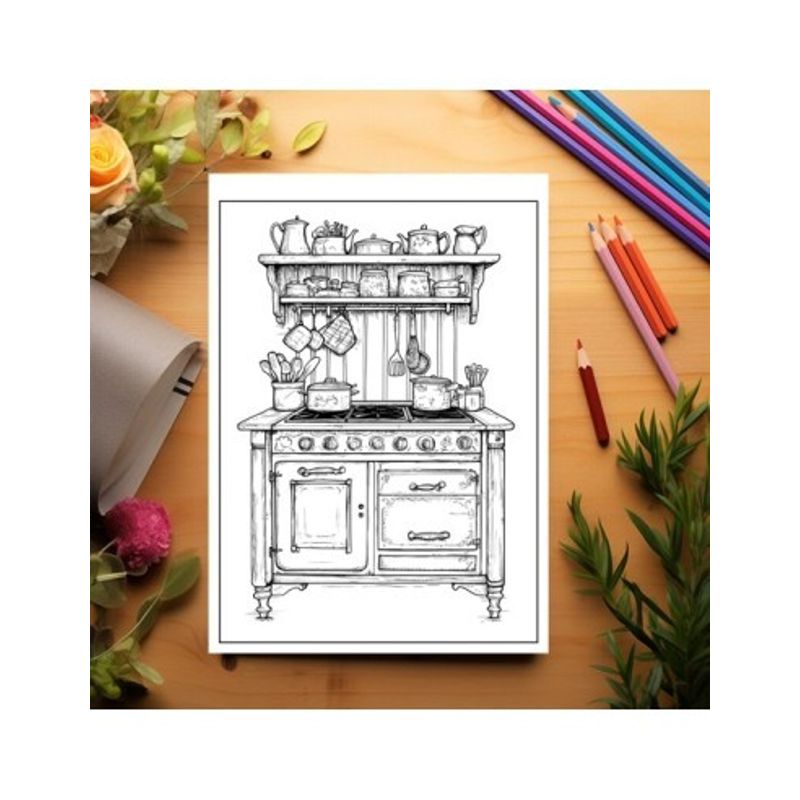 Carti si Birotica - Carti - Carti pentru copii - Carti de colorat - Carte de colorat antistres , 40 de ilustratii Cozy Kitchen, 86 pagini, A5 - Infinity.ro