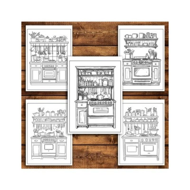 Carti si Birotica - Carti - Carti pentru copii - Carti de colorat - Carte de colorat antistres , 40 de ilustratii Cozy Kitchen, 86 pagini, A5 - Infinity.ro