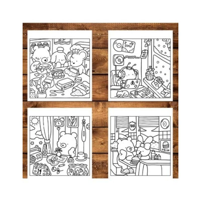 Carti si Birotica - Carti - Carti pentru copii - Carti de colorat - Carte de colorat antistres , 40 de ilustratii Cozy Hygge Friends, 86 pagini, A5 - Infinity.ro