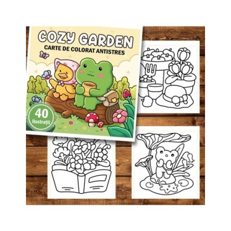 Carti si Birotica - Carti - Carti pentru copii - Carti de colorat - Carte de colorat antistres , 40 de ilustratii Cozy Garden, 96 pagini, A5 - Infinity.ro