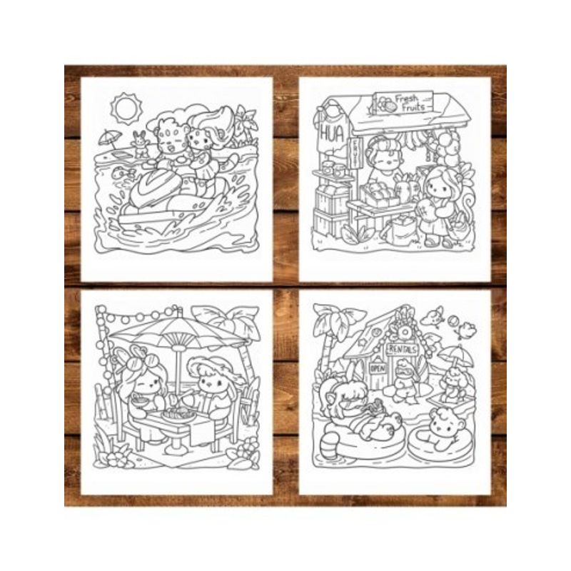 Carti si Birotica - Carti - Carti pentru copii - Carti de colorat - Carte de colorat antistres , 40 de ilustratii Cozy Hawaii, 86 pagini, A5 - Infinity.ro