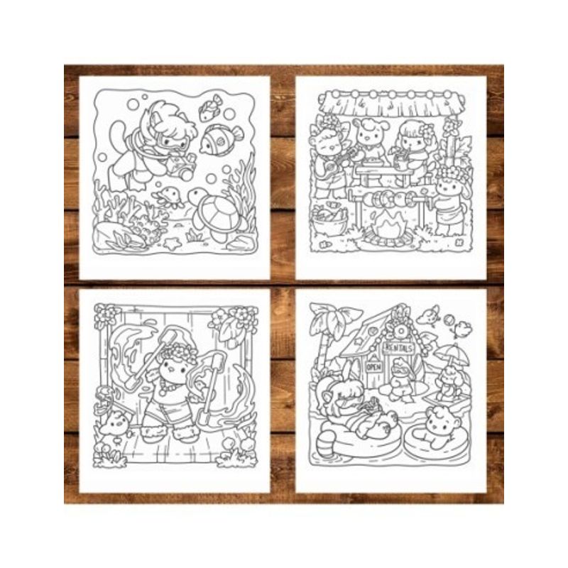 Carti si Birotica - Carti - Carti pentru copii - Carti de colorat - Carte de colorat antistres , 40 de ilustratii Cozy Hawaii, 86 pagini, A5 - Infinity.ro