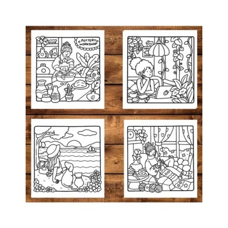 Carti si Birotica - Carti - Carti pentru copii - Carti de colorat - Carte de colorat antistres , 40 de ilustratii Cute and Cozy - Girl Moments, 86 pagini, A5 - Infinity.ro
