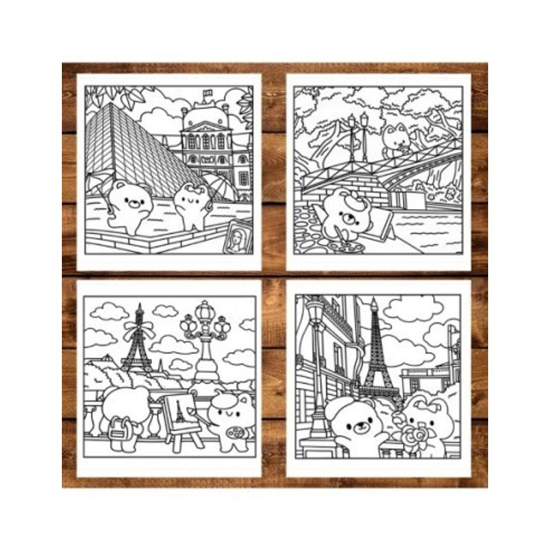 Carti si Birotica - Carti - Carti pentru copii - Carti de colorat - Carte de colorat antistres , 40 de ilustratii Cute Paris, 86 pagini, A5 - Infinity.ro