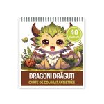 Carti si Birotica - Carti - Carti pentru copii - Carti de colorat - Carte de colorat antistres , 40 de ilustratii Dragoni Draguti, 8o6 pagini, A5 - Infinity.ro