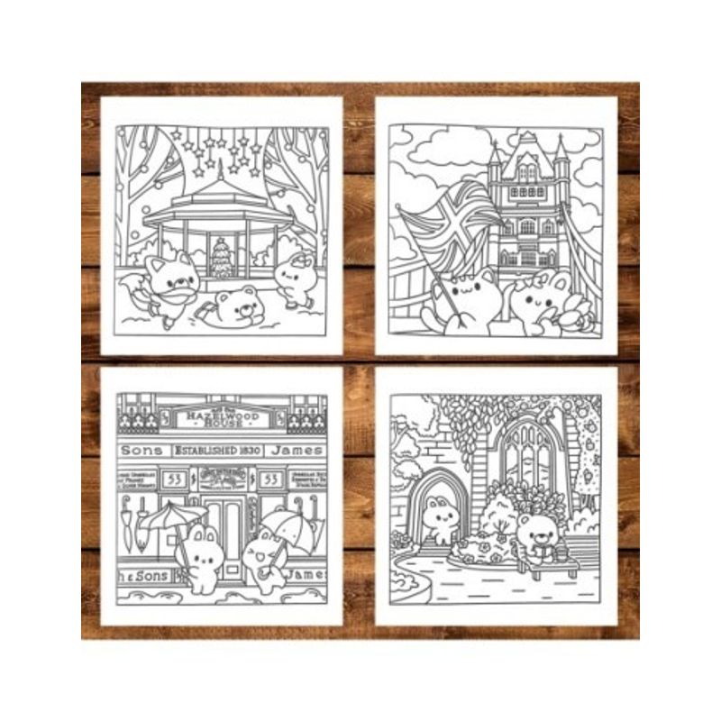 Carti si Birotica - Carti - Carti pentru copii - Carti de colorat - Carte de colorat antistres , 40 de ilustratii Cute London, 96 pagini, A5 - Infinity.ro