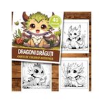 Carti si Birotica - Carti - Carti pentru copii - Carti de colorat - Carte de colorat antistres , 40 de ilustratii Dragoni Draguti, 8o6 pagini, A5 - Infinity.ro