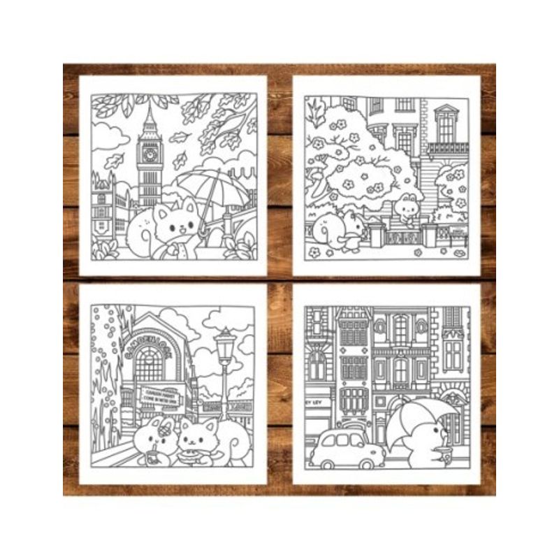 Carti si Birotica - Carti - Carti pentru copii - Carti de colorat - Carte de colorat antistres , 40 de ilustratii Cute London, 96 pagini, A5 - Infinity.ro