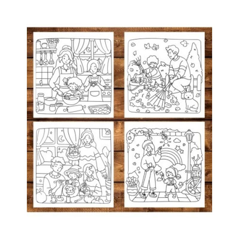 Carti si Birotica - Carti - Carti pentru copii - Carti de colorat - Carte de colorat antistres , 40 de ilustratii Family Moments, 86 pagini, A5 - Infinity.ro