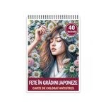Carti si Birotica - Carti - Carti pentru copii - Carti de colorat - Carte de colorat antistres , 40 de ilustratii Fete in gradini japoneze, 86 pagini, A5 - Infinity.ro