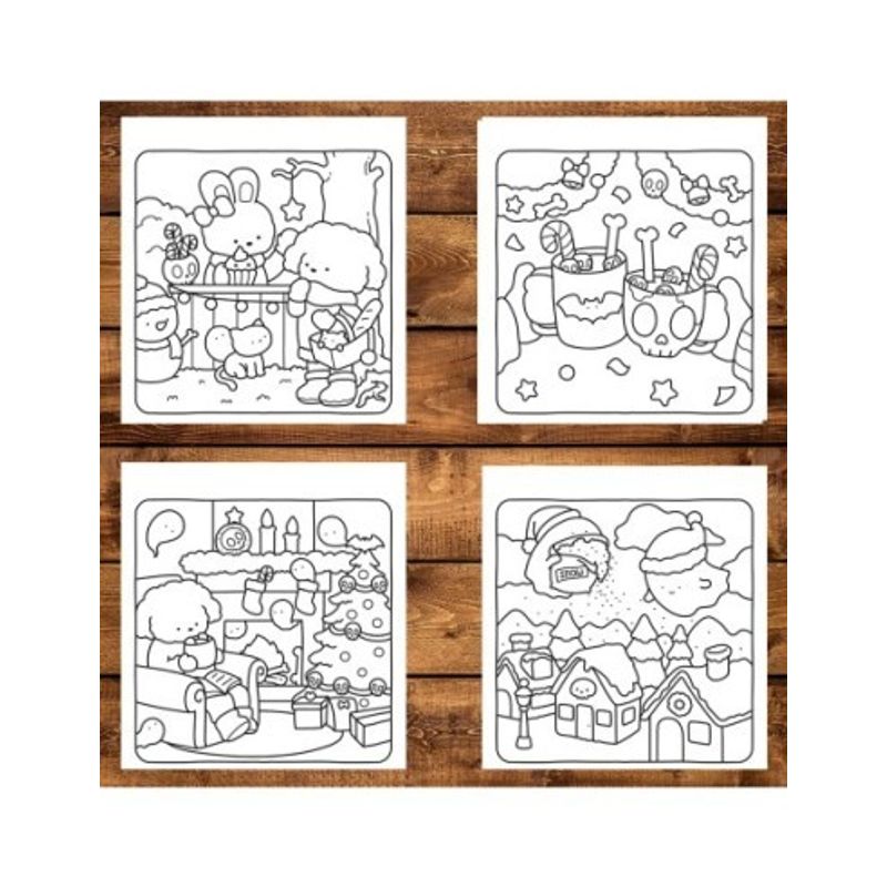 Carti si Birotica - Carti - Carti pentru copii - Carti de colorat - Carte de colorat antistres , 40 de ilustratii Ghostly Cute Christmas, 86 pagini, A5 - Infinity.ro