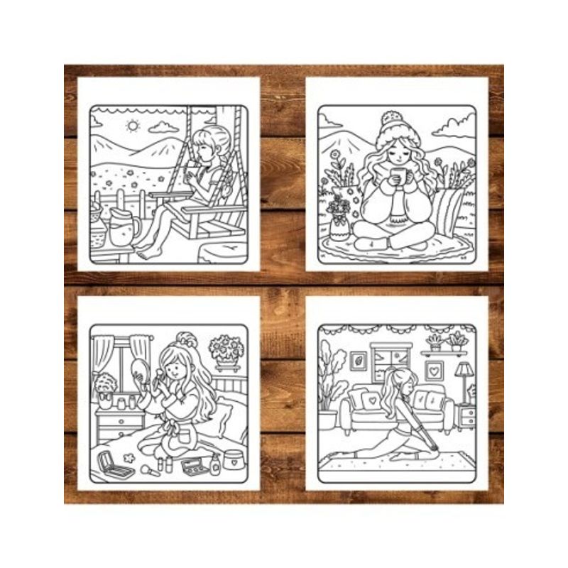 Carti si Birotica - Carti - Carti pentru copii - Carti de colorat - Carte de colorat antistres , 40 de ilustratii Girl Moments - Volumul III, 86 pagini, A5 - Infinity.ro