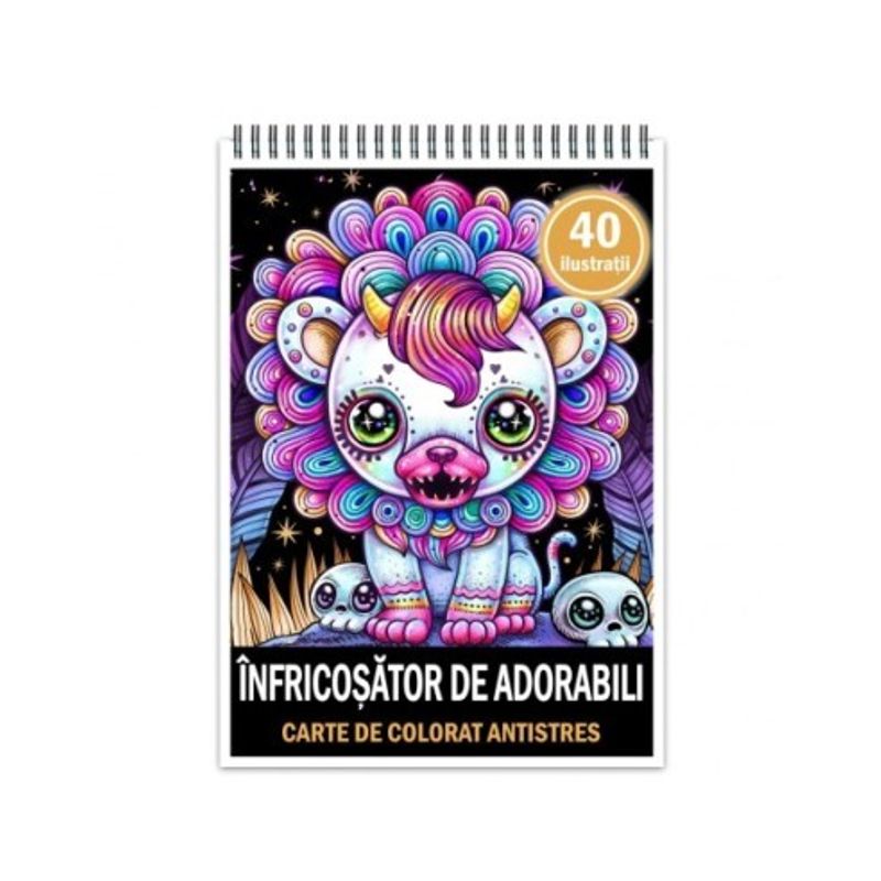 Carti si Birotica - Carti - Carti pentru copii - Carti de colorat - Carte de colorat antistres , 40 de ilustratii Infricosator de adorabil, 86 pagini, A5 - Infinity.ro