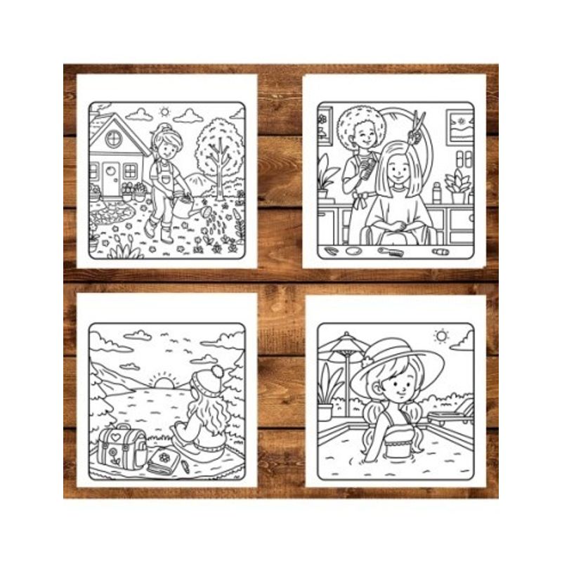 Carti si Birotica - Carti - Carti pentru copii - Carti de colorat - Carte de colorat antistres , 40 de ilustratii Girl Moments - Volumul III, 86 pagini, A5 - Infinity.ro