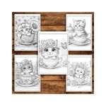 Carti si Birotica - Carti - Carti pentru copii - Carti de colorat - Carte de colorat antistres , 40 de ilustratii Kitten in a Teacup, 86 pagini, A5 - Infinity.ro