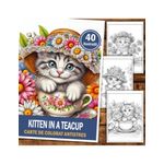 Carti si Birotica - Carti - Carti pentru copii - Carti de colorat - Carte de colorat antistres , 40 de ilustratii Kitten in a Teacup, 86 pagini, A5 - Infinity.ro