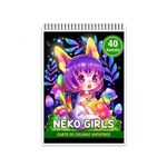 Carti si Birotica - Carti - Carti pentru copii - Carti de colorat - Carte de colorat antistres , 40 de ilustratii Neko Girls, 86 pagini, A5 - Infinity.ro