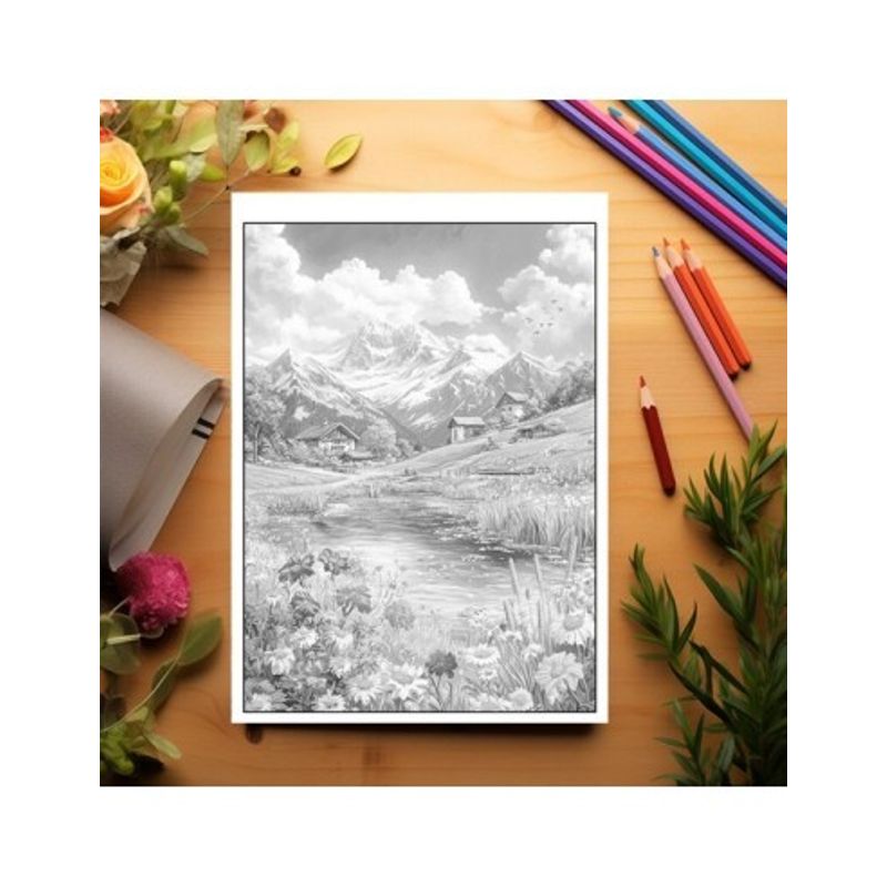 Carti si Birotica - Carti - Carti pentru copii - Carti de colorat - Carte de colorat antistres , 40 de ilustratii Munti Elvetieni, 86 pagini, A5 - Infinity.ro