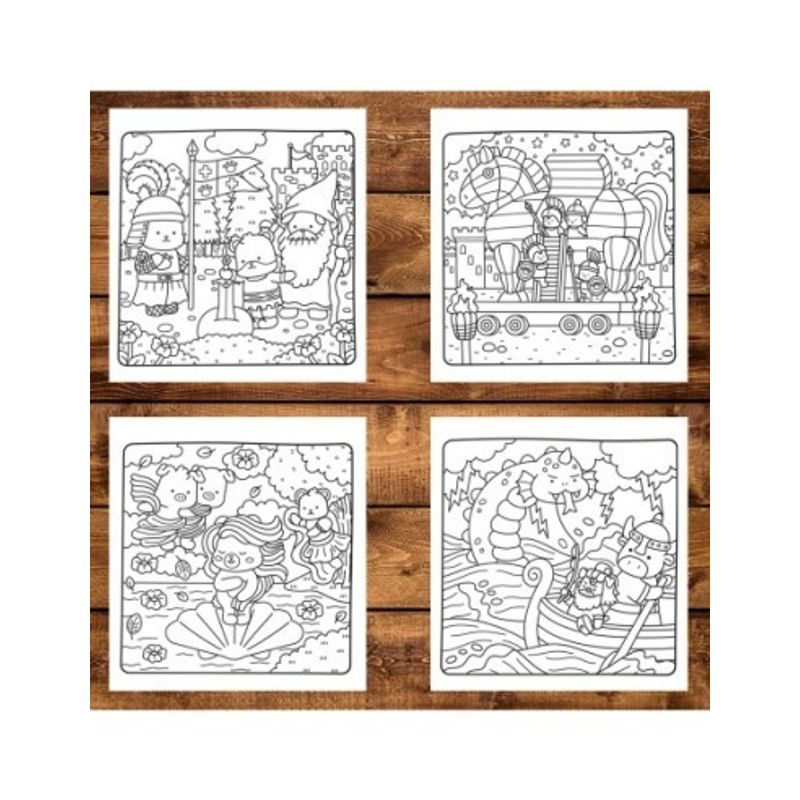 Carti si Birotica - Carti - Carti pentru copii - Carti de colorat - Carte de colorat antistres , 40 de ilustratii Mythology Moments, 86 pagini, A5 - Infinity.ro