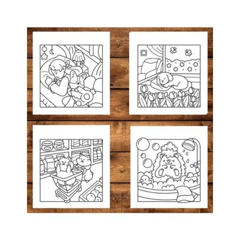 Carti si Birotica - Carti - Carti pentru copii - Carti de colorat - Carte de colorat antistres , 40 de ilustratii Pet Moments, 86 pagini, A5 - Infinity.ro