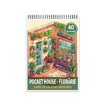 Carti si Birotica - Carti - Carti pentru copii - Carti de colorat - Carte de colorat antistres , 40 de ilustratii Pocket House - Florarie, 86 pagini, A5 - Infinity.ro