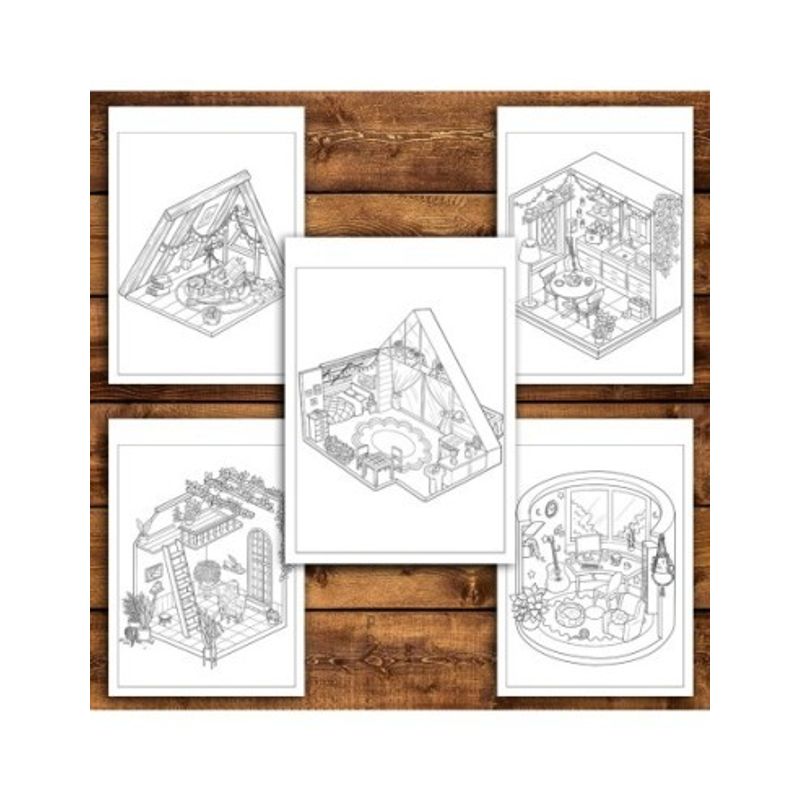 Carti si Birotica - Carti - Carti pentru copii - Carti de colorat - Carte de colorat antistres , 40 de ilustratii Pocket House - Volumul III, 86 pagini, A5 - Infinity.ro