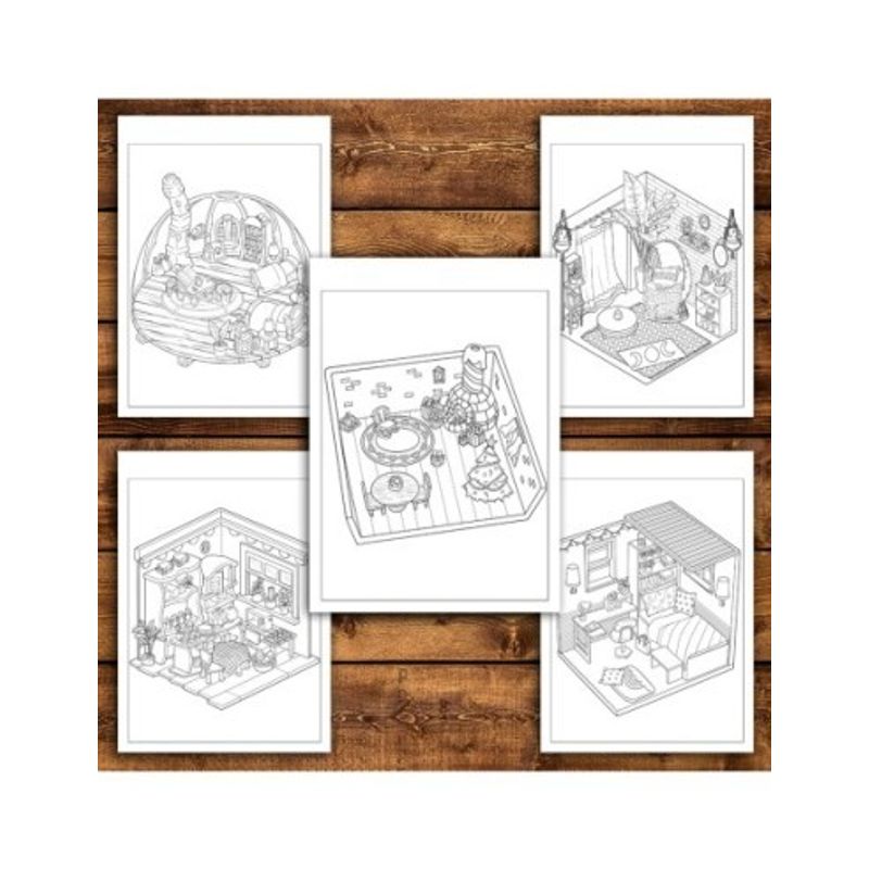 Carti si Birotica - Carti - Carti pentru copii - Carti de colorat - Carte de colorat antistres , 40 de ilustratii Pocket House - Volumul III, 86 pagini, A5 - Infinity.ro